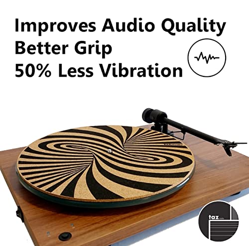 Tazstudio Premium Slipmat - Cork Turntable Mat For Better Sound Support On Vinyl Lp Record Player - Cork Mat Original Geometric Design Psychedelic Geometric Art [4Mm Thickness] #TOP1