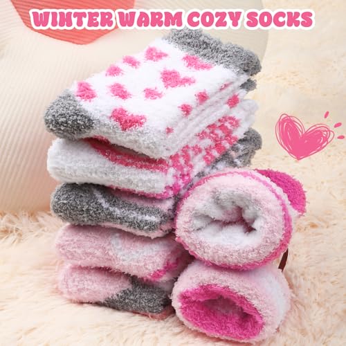 Image of Loritta 6 Pairs Womens Fuzzy Socks, Winter Warm Fluffy Slipper Socks