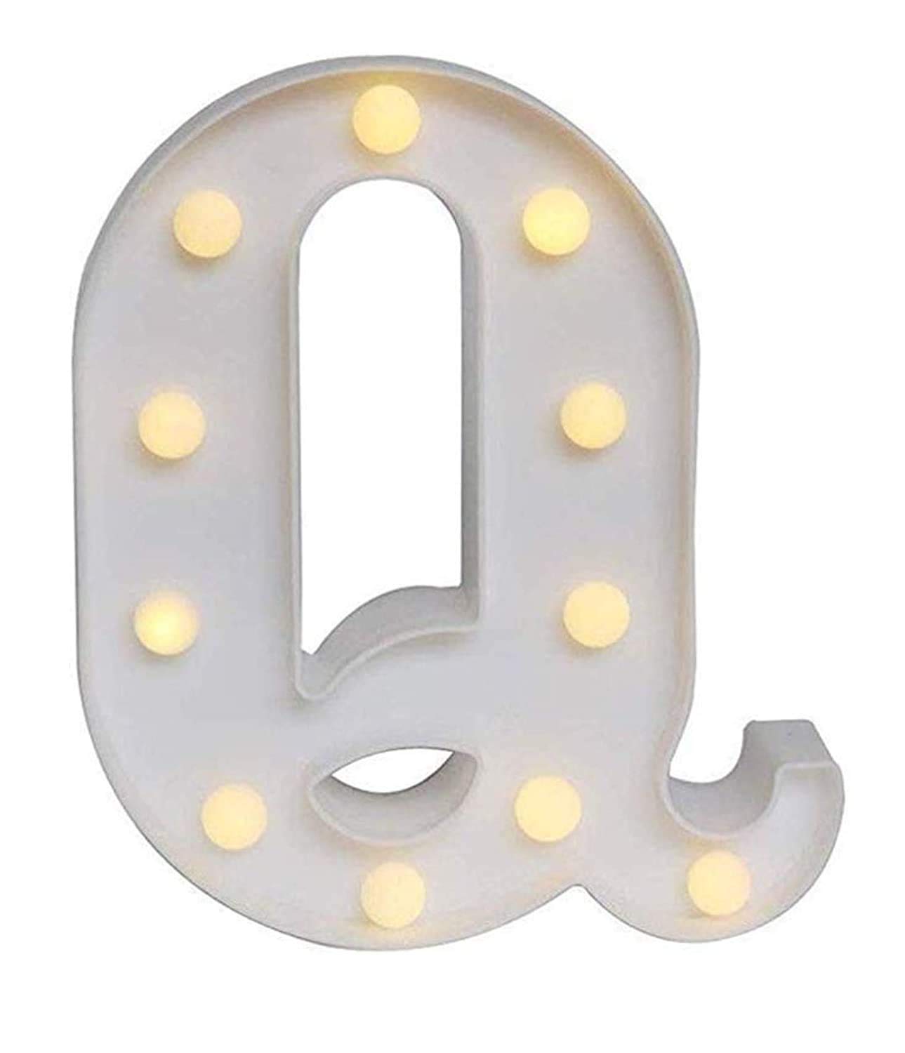 NYRWANA DELIVERING SMILES IN INIDA 8.6" inch Battery Powered LED Marquee Letter/Alphabet Warm White Lights (Letter - Q)