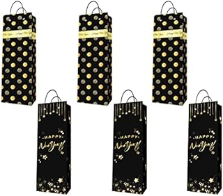 RAYITO 6 Pcs Household Items Wine Bottle Gift Bags Portable Lightweight Christmas Kraft Paper Red Wine Bags Festive Party Supplies