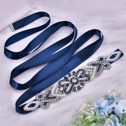 DBFBDTU Women Bridal Sash Rhinestones Applique Wedding Belt Party Bridesmaid Satin Accessories3