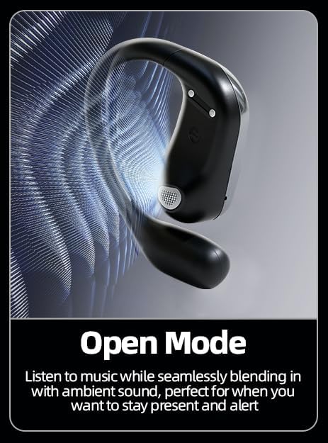 Open Ear Bluetooth Headphones 5.4, Wireless Earbuds with Ergonomic Ear Hook, 90H Battery Life, IPX7Waterproof, Smart Digital Display, Touch Control - for Running, Cycling, Workout - Image 8