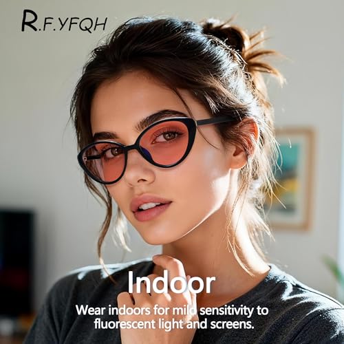 Image of Fluorescent-41 Pink Tinted Blue Light Blocking Glasses for Migraine, Light Sensitivity, Photophobia JF5002
