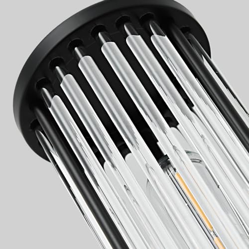 Image of Black Wall Sconce Bathroom Vanity Light Fixtures for Mirror, Modern Wall Light with Glass Rod Shade for Bathroom, Bedroom, Hallway, Living Room - Bulb Not Included