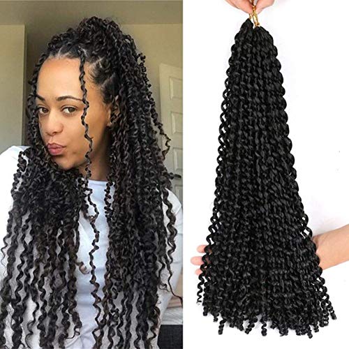 18inch 6Pack/Lot Passion Twist Crochet Braiding Water Wave Synthetic Hair Long Bohemian Braids for Passion Twist Hair Extensions (#1B)