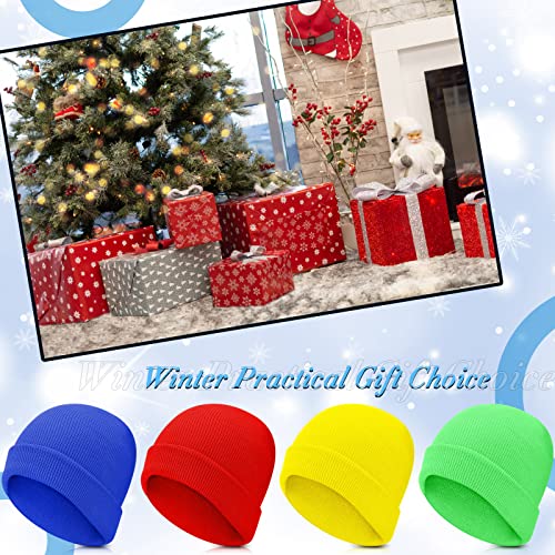 Image of Xtinmee 100 Pack Kids Winter Knit Beanie Hats Bulk Warm Cold Weather Hats for Girls Boys Children Outdoor Homeless Charity