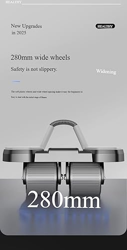 Miniatura 6 de Rodillo Ab de 3 ruedas con mango flexible, equipo de ejercicio básico, negro y gris