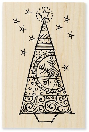 Stampendous Mango de Madera Sello, árbol de Navidad Artificial (