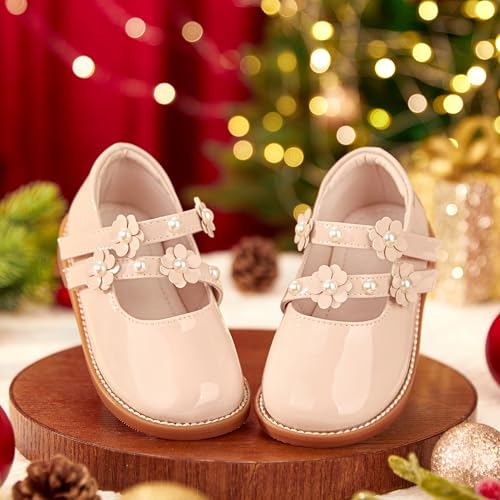 Image of Kiderence Toddler Girl Mary Jane School Uniform Dress Shoes Oxford Flats | Wide Toe Box Great Comfort for Student Shoe and Flower Girl Shoe for Wedding, Parties, Church