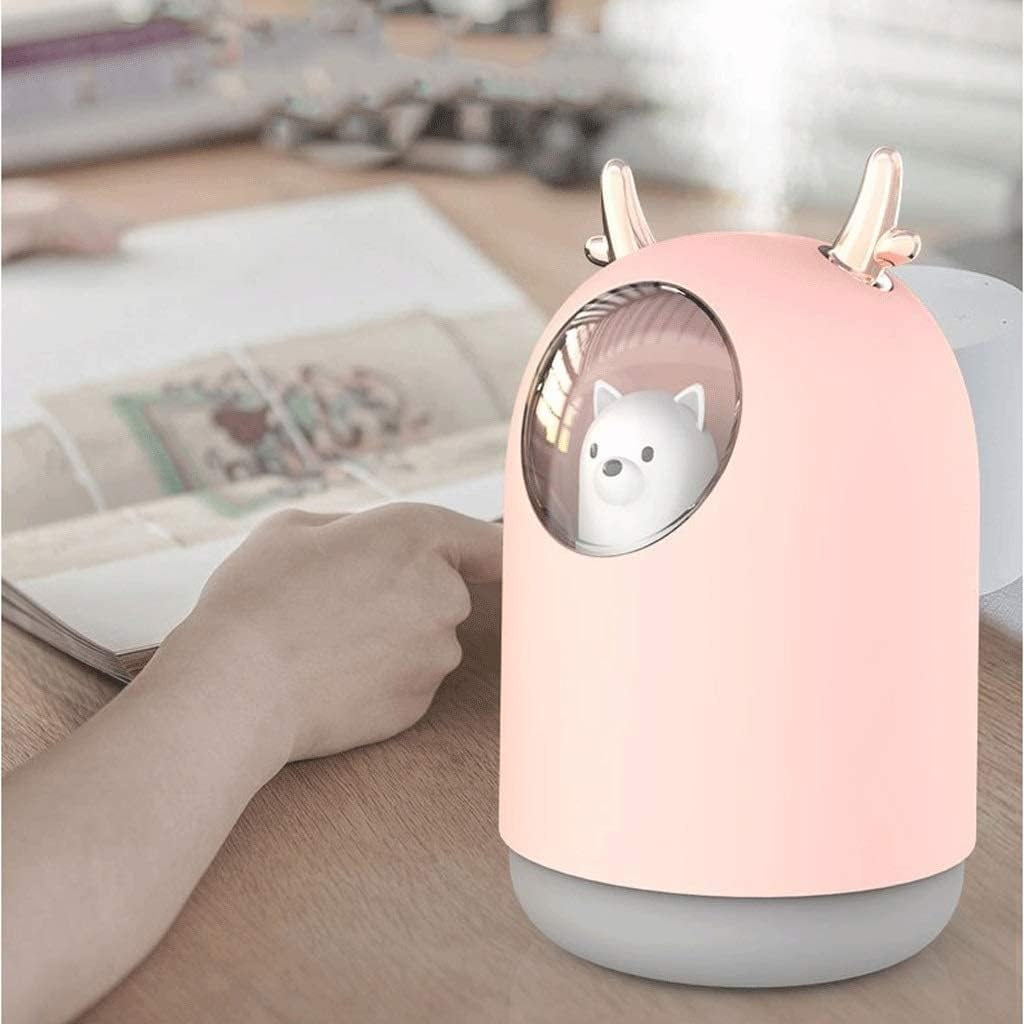 Humidifiers for Home Cold Fog Humidifier with Adjustable Fog Mode, 300ml Water Tank Can Be Used Continuously for 12 Hours, 7-Color LED Light Changes, Automatic Shutdown Without Water