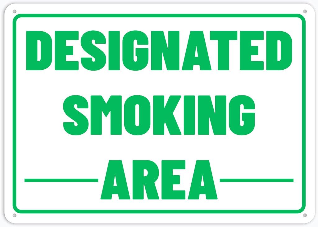 8"x12" Aluminum Metal Sign - Designated Smoking Area - For Home, Bar, Club, Kitchen, Restaurant Wall Decor