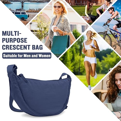 Image of Nylon Crescent Crossbody Bag for Women Purses Trendy Men,Small Travel Sling Bag Hobo