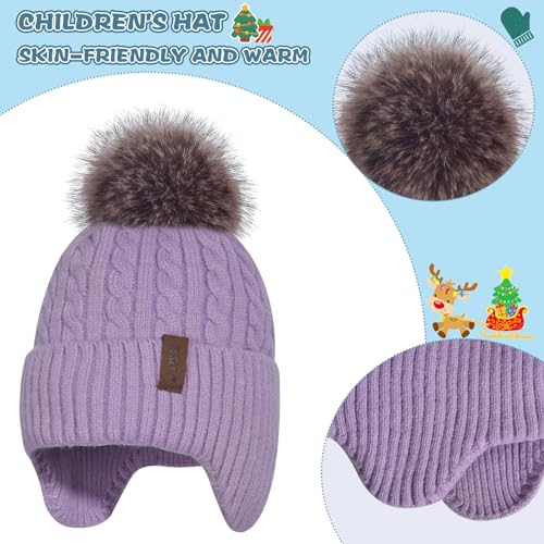 Kids Winter Hat Gloves Scarf Set for 2-14 Years Old Warm Fleece Lining2