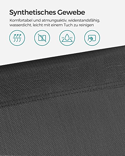 SONGMICS Große Sonnenliege, klappbarer Liegestuhl, 71 x 200 x 38 cm, Belastbarkeit 150 kg, mit Sonnenschutz, Kopfstütze und Verstellbarer Rückenlehne, für Garten Pool Terrasse, anthrazit GCB22GYV2
