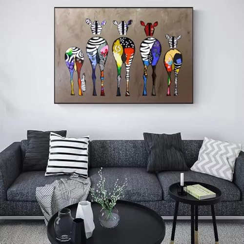 Affiche de cinq chevaux style abstrait pour décoration murale chambre à coucher