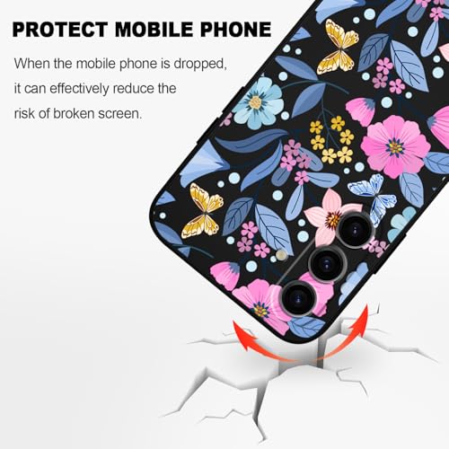 Coque silicone Samsung S24 FE fleur noire protège des rayures