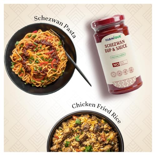 Image of Farmique Schezwan Dip & Sauce - 240g | No Preservatives & Chemical, No Palm Oil, No Added Sugar, Low Sodium, MSG Free | Bold & Spicy Indo-Chinese Flavour | Use for Noodles, Fried Rice, Momos & Snacks |