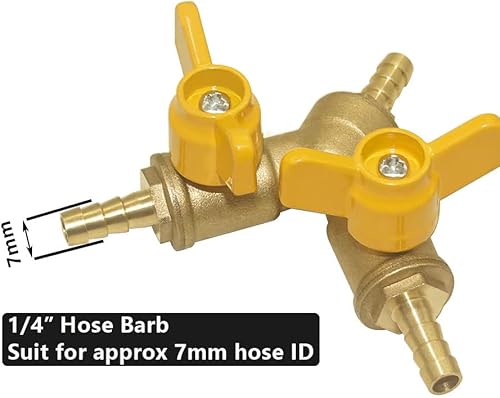 Miniatura 2 de Hooshing Válvula de cierre de 3 vías de 14 de pulgada de manguera de 2 interruptores en forma de Y válvula de bola de latón sólido con abrazaderas