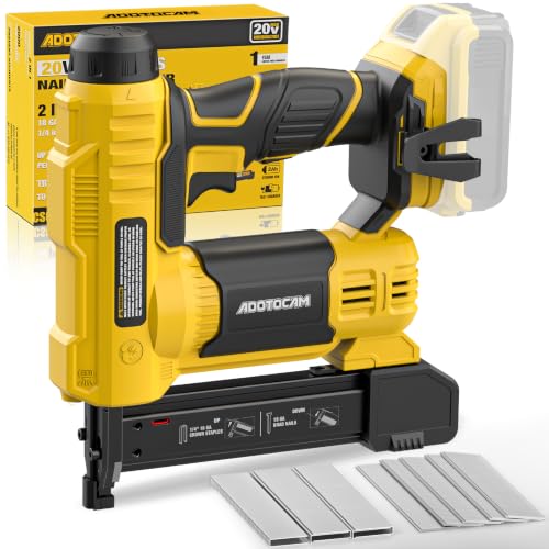 ADOTOCAM 18GA Cordless Brad Nailer for Dewalt 20V Battery (Tool Only), 2 in 1 Cordless Nail Gun with 1000 Nails and 500 Staples, Nail Gun Battery Powered for Home Improvement & Woodworking