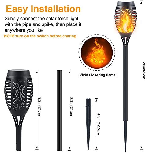 Awethone 12 Pack Solar Torch Lights Outdoor Flickering Flame by Awethone - Image 3