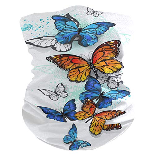 MOYYO Flying Bright Butterfly Face Sun Dust Mask Bandanas Seamless Elastic Head Wrap Neck Gaiter Magic Scarf Headband for Festivals Running Cycling Indoor Outdoor Sport