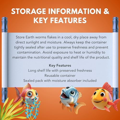 Image of Earth Worm Flakes 25g Fish Food with 55% Protein for Guppy,Betta Fish,Guppy Fries,Tetra and All Types of Tropical Fishes and All Life Stage