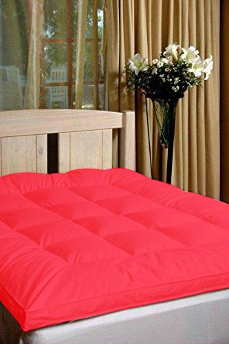 Image of Linenwalas Microfiber Single Bed Mattress Padding /Topper - Red - 36 inch X 78 inch