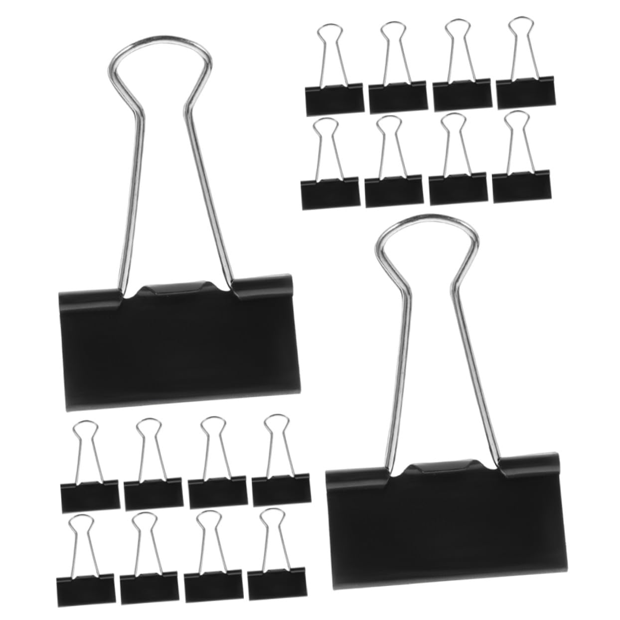 60 Große Binderclips Schwarz aus Metall für Büro und Zuhause
