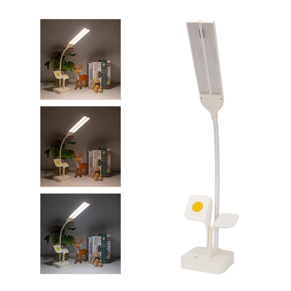 RajoNN Lámpara de Mesa Lámpara de Escritorio LED de Doble Cabezal Recargable por USB, Interruptor táctil Regulable Continuo, lámpara de Mesa, protección para los Ojos, luz de Lectura, Soporte para