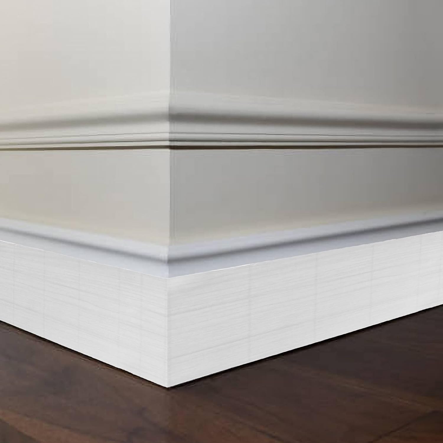 2 Inch Self-Adhesive Flexible PVC Baseboard Trim Sticker Wood Grain Tape for Wall Corner Skirting Board Decoration