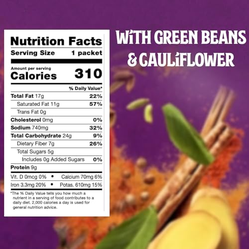 Image of Patak's Chickpea & Veggie Korma - Mild Creamy Coconut Based Indian Curry with Chickpeas, Green Beans & Veggies - Vegan Microwave Meal for Quick Dinners - Serve with Rice or Naan - 10.5oz (Pack of 6)