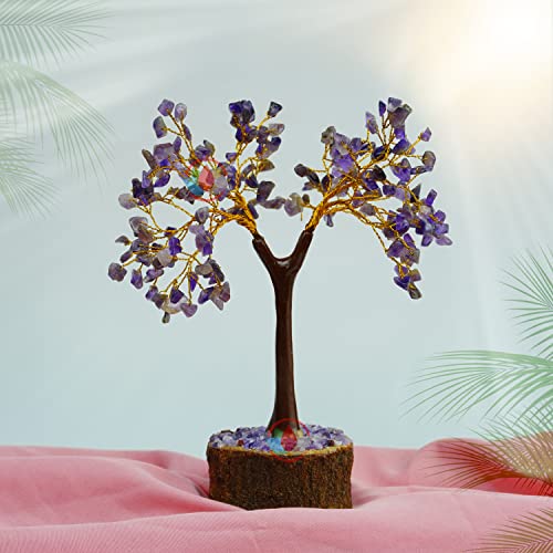 Image of REMEDYWALA Charged Energized Amethyst Crystal Tree for Reiki Stone Crystal Tree 200 Beads