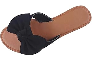 SAMANTHA Sandals Slip On Slide Flat with Twist Knot Bow for Women
