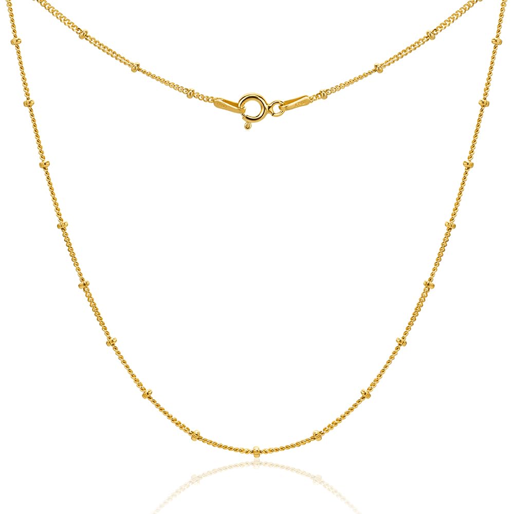 MIORE Kette Damen, 925 Silber 18K Vergoldet, Fantasie Collier vergoldete Silberkette, Kette Silber 46 cm, Schmuck Damen allergenfrei & handgemacht in Italien, Silberschmuck in hochwertiger Schmuckbox