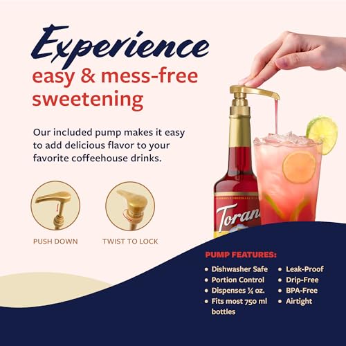 Image of Torani Grenadine Syrup for Drinks, Flavoring for Sodas, Cocktails, and Mocktails, Pump Included, 25.4 Oz