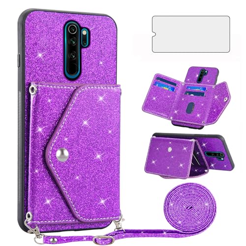 Coque Xiaomi Redmi Note 8 Pro paillettes Asuwish avec cordon et étui cartes pour vos sorties
