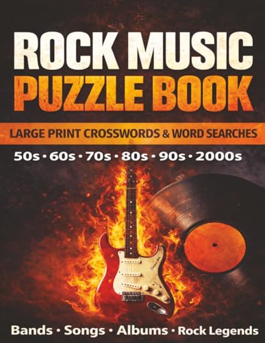 Rock Music Puzzle Book for Adults: Large Print Crosswords & Word Searches Featuring Classic Rock, Heavy Rock & 50s–2000s Legends image 2