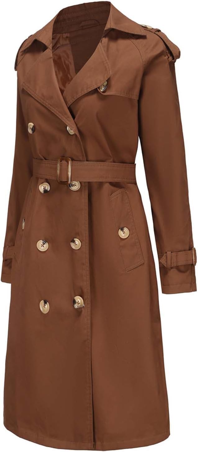 Trench da Donna nel Lungo Trench Classico Trench Coat Risvolto Monopetto Giacca Antivento Autunno e Inverno Elegante Business Trench Casual