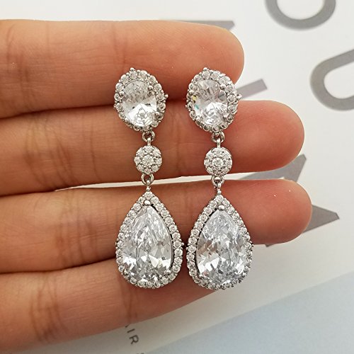 SELOVO Teardrop Drop Dangle Earrings Silver Tone Party Jewelry4