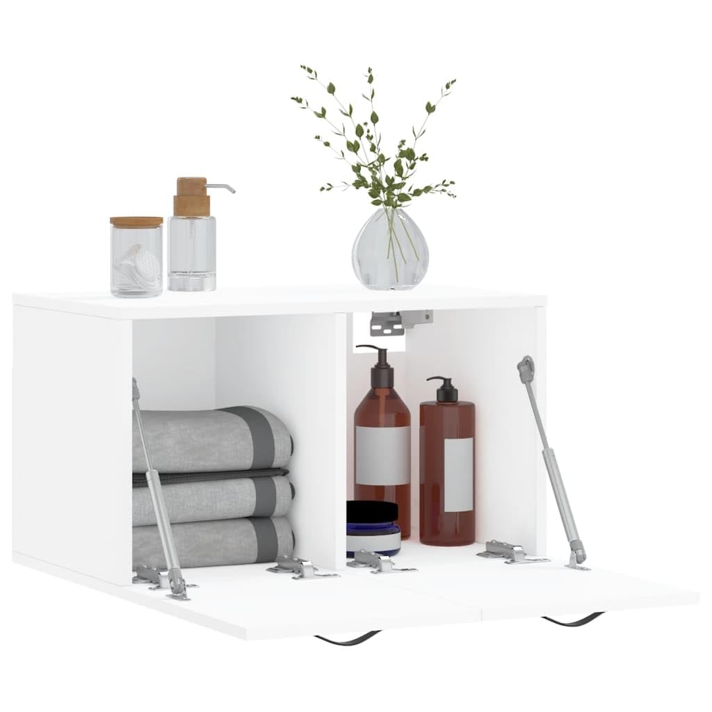 Annlera Wandschrank Schwarz 100x36,5x35 Cm - 2 Schubladen, Holzwerkstoff, Für Bad & Wohnzimmer