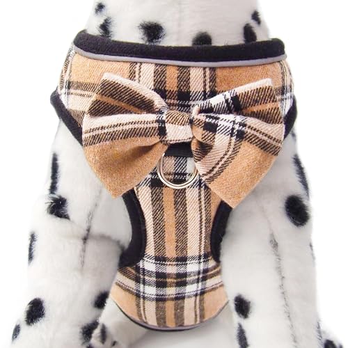 Mesh Soft Dog Harness, Adjustable No Pull Reflective Comfort Pet Vest for Dogs (Light Khaki, Medium)