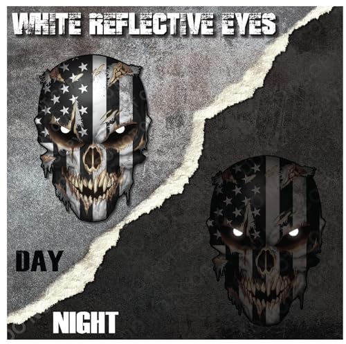 Image of Skull with Reflective Eyes American Flag Vinyl Decal Stickers Car Truck Sniper Marines Army Navy Military Graphic