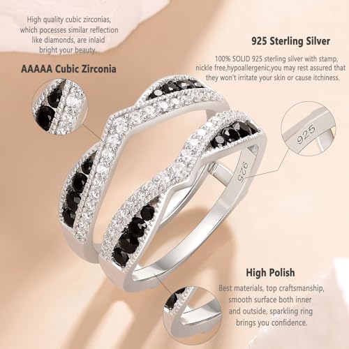 Newshe Jewellery Ring Enhancer for Engagement Rings AAAAA Cz Wedding Band Bridal 925 Sterling Silver Guard and Wraps Size 5-103