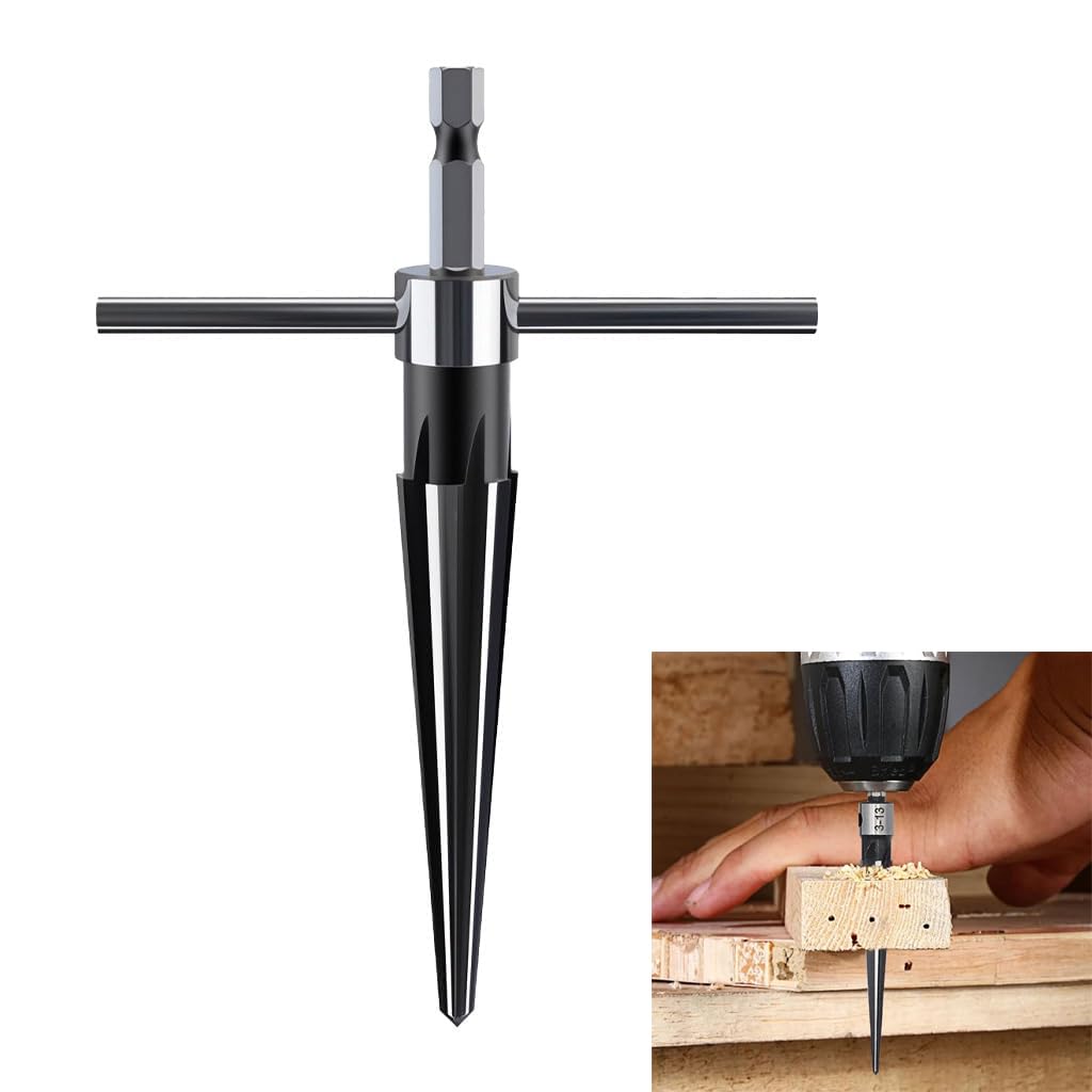 Serplex® 2Pcs Hand Reamer 3-13mm T Handle Tapered Reamers, 2 in 1 Manual Detachable Cross Bar Handle Design Universal 1/4" Hex Shank Reamer Tool for Power Tool Hand Reamers-picture-14