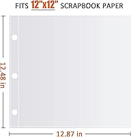 Vista 3 de Protectores de páginas de álbumes de recortes de 12 x 12 pulgadas, paquete de 50 unidades, pesados, carpeta de recortes y páginas de repuesto