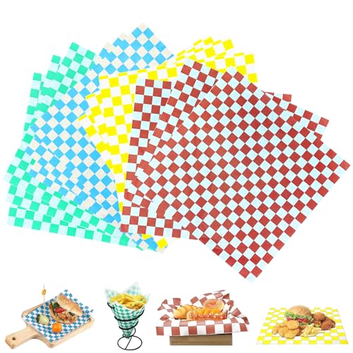 PIWOSGOL 120 Hojas Papel para Envolver Alimentos Antigrasa de 30×30cm/11.8×11.8in - Encerado para Bocadillo, Hamburguesas, Pasteles de Pizza, Sándwiches