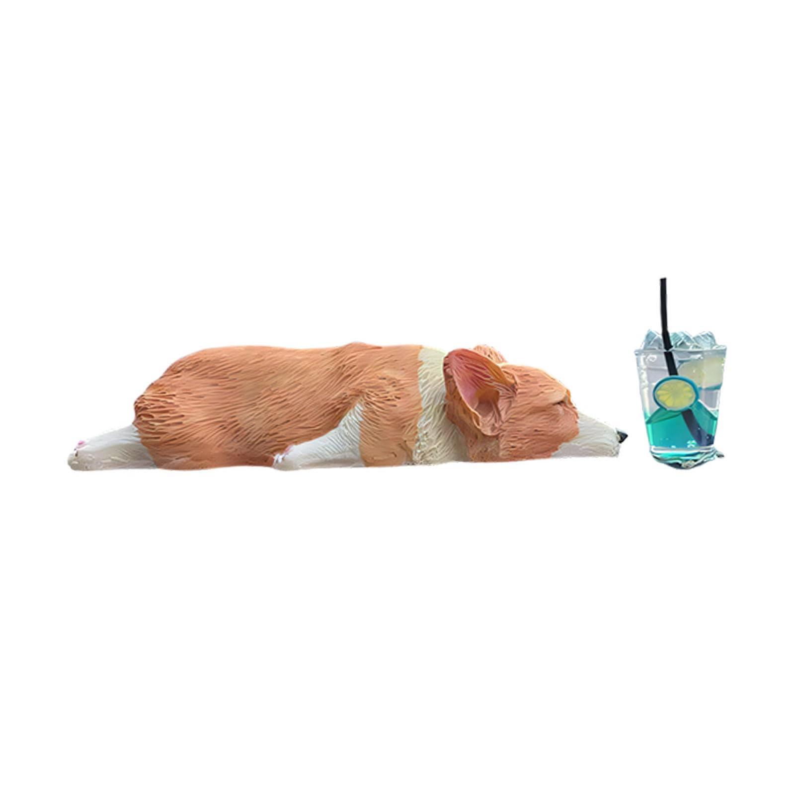 Greabuy Artistic Corgis and Beverages Resin Miniature Figures Collectible Ornaments for Vehicle Dashboard and Desktop Display Corgis Figurine