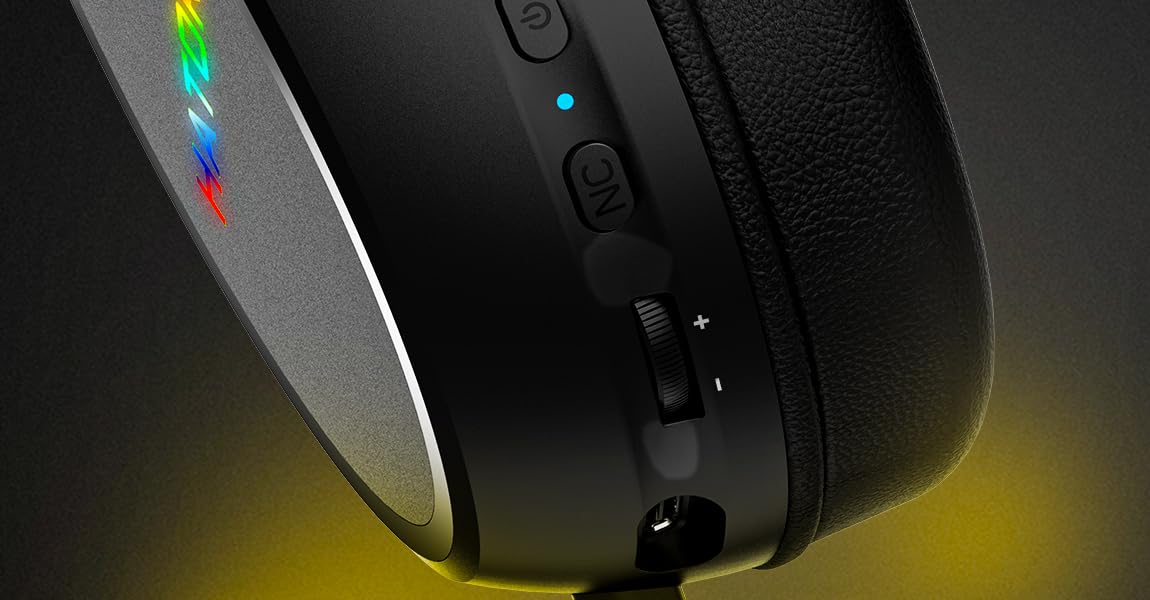 HATOR Hypergang 3 Wireless Gaming-Headset – Hi-Res Audio, Hybrid ANC, 45h Akku, Spatial Audio, Bluetooth & 2.4GHz, abnehmbares Mikrofon, RGB, Head Tracking, SyncHUB App – Weiß