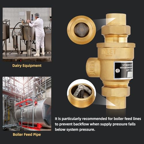 Image of 1 /2 Inch 9D-M3 Backflow Preventer Brass Dual Check Valve | with Intermediate Atmospheric Vent,1 /2 Inch,Female Union Inlet and Outlet,190T012