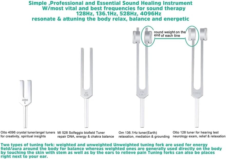 Healing Tuning Fork with Mallet - 128Hz, 432Hz, or 528Hz - Meditation, Stress Relief, Chakra & Energy Healing (3Pcs (528Hz, 128Hz, 432Hz))